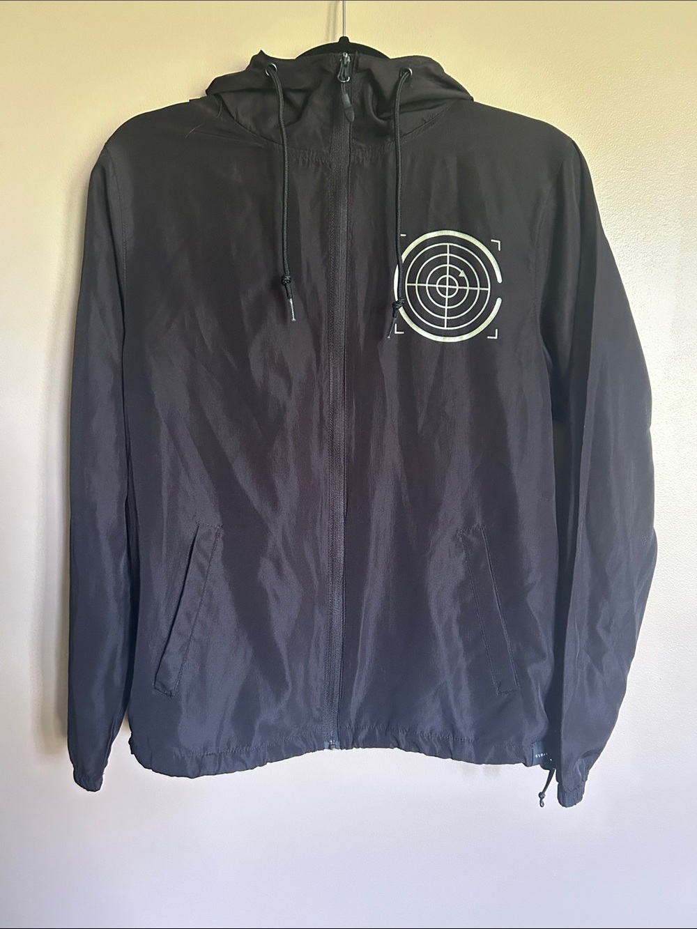 CLOAK Black Hooded Windbreaker with Target LIGHT IN THE NIGHT